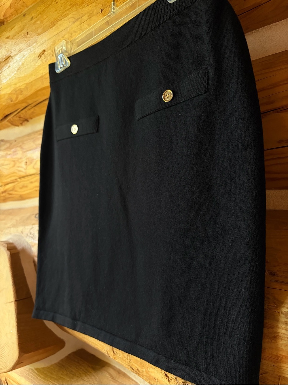 MICHAEL Michael Kors Black Pencil Skirt with Gold Buttons
